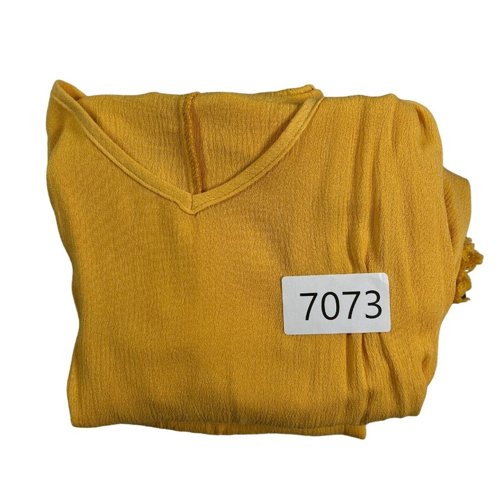 CHICME Women's Fringe Accented Tank Tunic & Shorts Polyester Blend Yellow XL - Picture 6 of 6